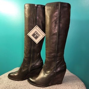Frye Cece Seam Tall Wedge Boots